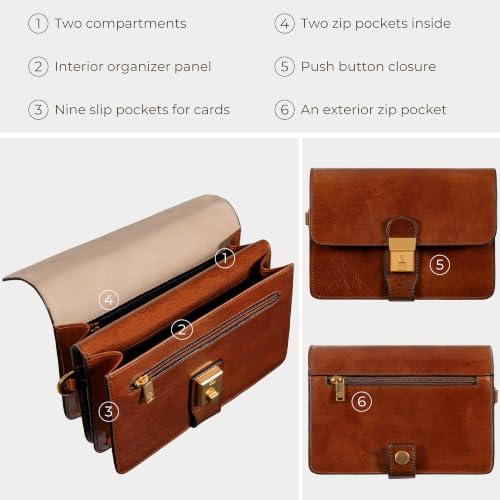 Image of Time Resistance Leather Clutch - Men's Organizer Wrist Bag - Briefcase Handmade in Italy