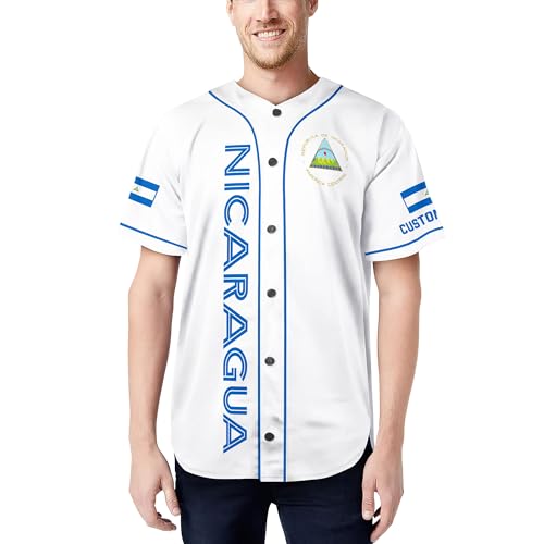 Personalized Nicaragua Baseball Jersey, Nicaragua Jersey Men, Nicaragua Soccer, Nicaragua Jersey Baseball miniatura 2