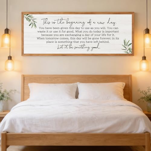 Inspirational Wall Art 40x15 Inch Rustic Wooden Frame