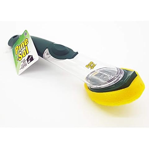 Pine-Sol Premium Soap Dispensing Brush | Kitchen Wand for Cleaning Dishes, Pots and Pans | Soft Sponge Safe with Non-Stick Cookware Cover