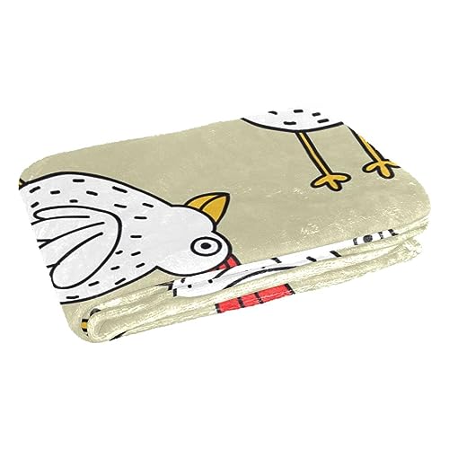 Couverture douce poulets rigolos 150x100 cm pour lit et canapé