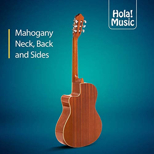 Cutaway Classical Guitar With Savarez™ Nylon Strings By Hola! Music™, Full Size 39 Inch Model Hg-39C, Natural Gloss Finish - Free Padded Gig Bag Included #TOP5