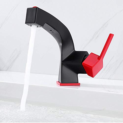 Mitigeur de lavabo avec douchette extractible monotrou en laiton