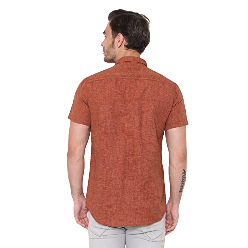 Image of LATEST CHIKAN Men's Cotton Blend Textured Half Sleeves Shirt