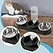 Gralara Triple Cat Bowls Wet and Dry Food Bowl Detachable Food and Water Bowls Set Raised Cat Dish for Rabbit Hamster Small Dogs, Black