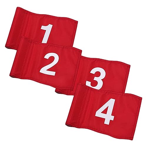 Toddmomy Golf Course Flags 4 Pack Small Sturdy and Weatherproof Numbered Golf Flags for Practice Golfing Tools
