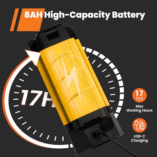 GoGonova Cordless Work Light with Triple LED Lamps,Rechargeable Work Lights with Stand, 8AH Battery, 700/1200/2200 Lumen, 4000/6500K Dimmable Led Work Light Kit with Detachable Tripod