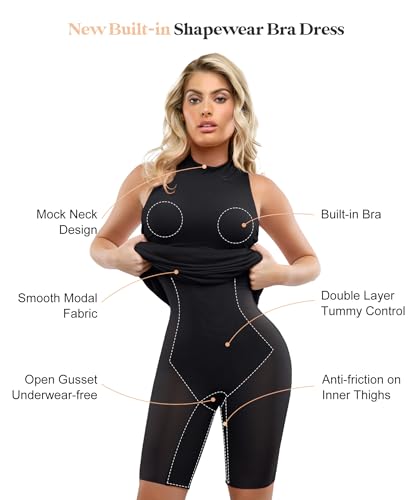 Popilush Mock Neck Sleeveless Shapewear Maxi Dresses for Women - image 2