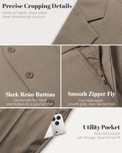 Image of MY'S Men's 3 Piece Suit Set with Tie, One Button Slim Fit Solid Jacket Vest Pants, Prom Party Wedding Business Suits for Men