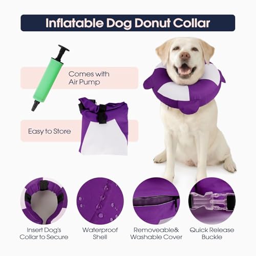 Collier de convalescence gonflable IECOii pour chien réglable taille M - 4