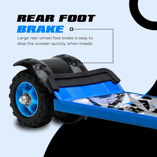 Image of Kick Steel Scooter for Kids, 3 Adjustable Height Scooter, Foldable & Attractive PVC Wheels with Rare Brakes for Kids Age Upto 3+ Years Strong Steel Base Heavy Dute Upto 70kg (with Shocker) (Blue)