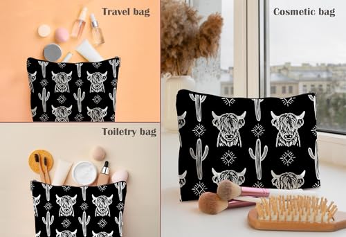 Image of Cow Makeup Bag - Cowgirl Stuff, Western Gifts for Women - Leather COW X