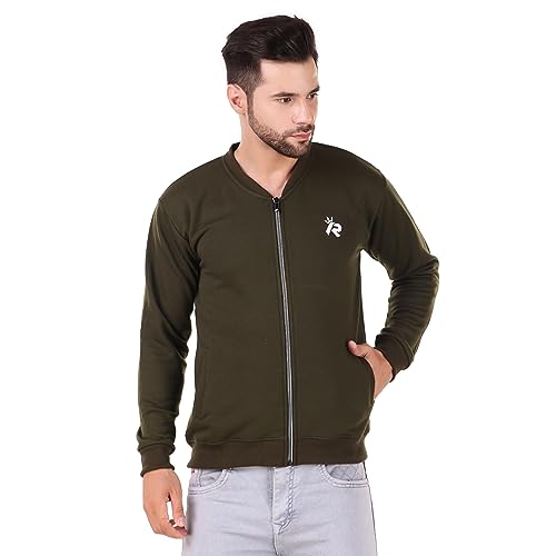 Image of RIPON Men Solid Fleece jacket (XL, OLIVE)
