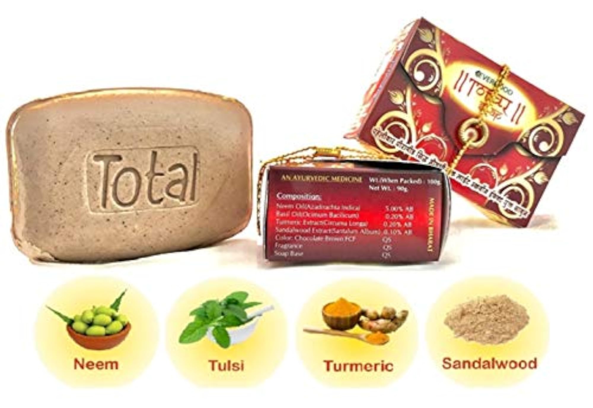 Ayurvedic Neem & Basil Oil Sandalwood Turmeric Skin Soap