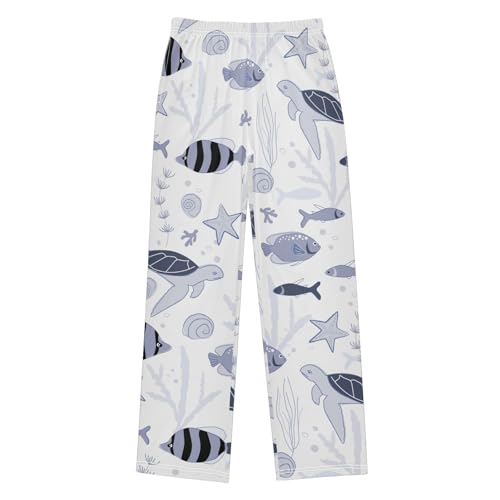 Boys' Pants Sea Turtle Starfish Fish White Long Bottoms Jogger Pants Elastic Waist Trousers with Pockets S-XL
