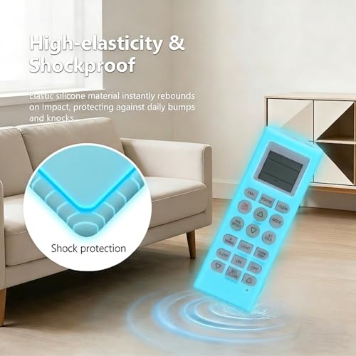 Image of Silicone Cover Compatible with LG Split /Window Inverter Air Conditioner Remote Control, Shockproof, Stylish, Easy to find in Darkness - Glow in Dark Blue-1