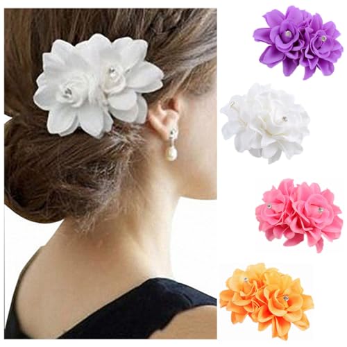 Pinzas para cabello florales con doble rosa 6 piezas miniatura 3