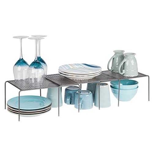 mDesign étagère de Cuisine (Lot de 3) – égouttoir Pratique en métal pour Plus d’Espace de Rangement – étagère Cuisine télescopique rétractable – Gris