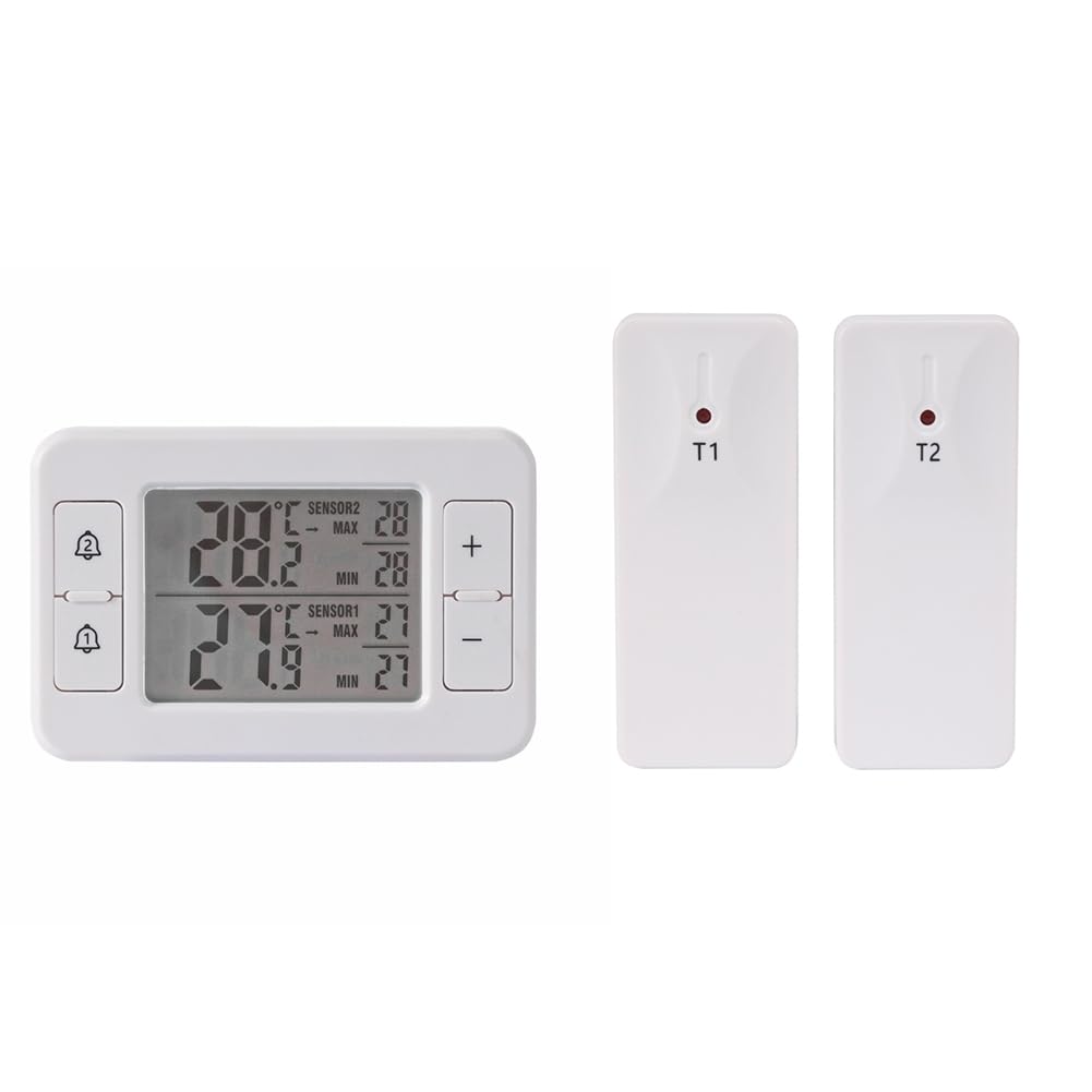 2Set Termometro Elettronico per Frigorifero Domestico A Fredda con Trasmissione Wireless One Tow Two con Allarme