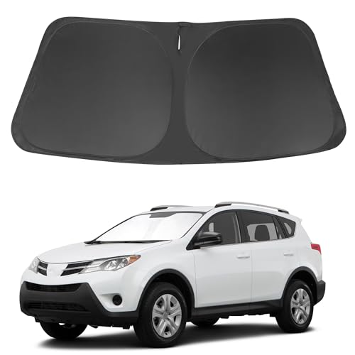 Image of Windshield Sun Shade Compatible with 2013-2018 Toyota RAV4 Accessories Foldable Sun Blocker Sunshade Protect Car from Sun Rays & Heat Damage