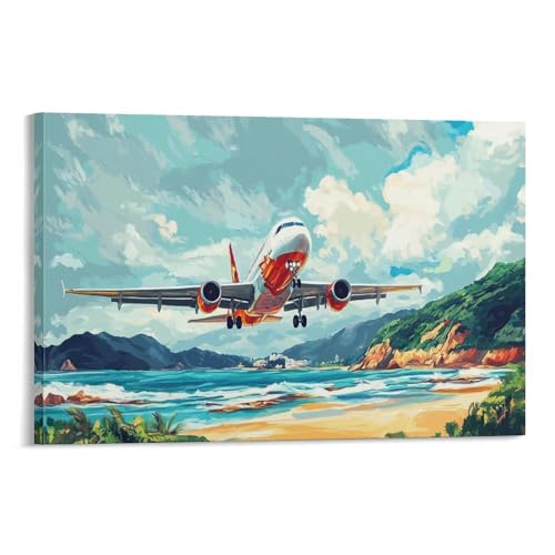 Tableau de bord avion de passagers murale toile chambre deco