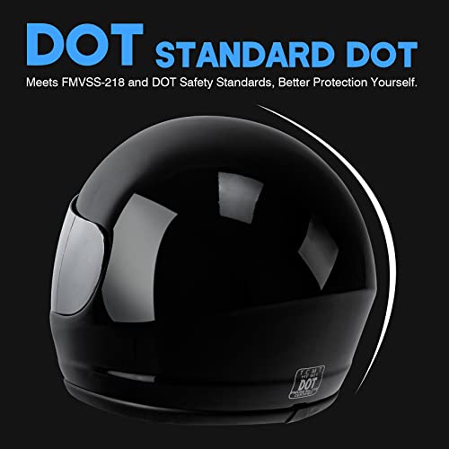 Image of SLMOTO Full Face Motorcycle Helmet Gloss Black Street Bike DOT Approved | Glossy Black Full Face Motorcycle Helmets for Men Women. Breathable Multi-Ventilation Design Riding Gear. Large Size Pad