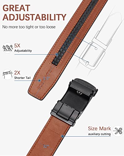 BOSTANTEN Men's Belt, Ratchet Belts for Men Leather Dress Casual with Adjustable Buckle, Cut for Fit3