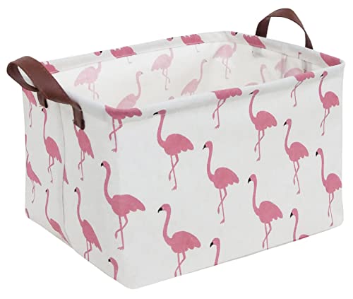 CLOCOR Rectangular Flamingo Storage Basket,Collapsible Cute Pattern Storage Bin,Waterproof...