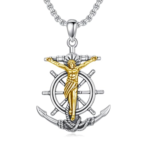 PROESS 925 Sterling Silver Anchor Cross