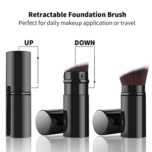 Falliny Retractable Makeup Brush, Angled Liquid Foundation Brush Travel Kabuki Powder Makeup Brush With Cover Perfect For Blending Liquid, Cream Or Flawless Powder Cosmetics #TOP1