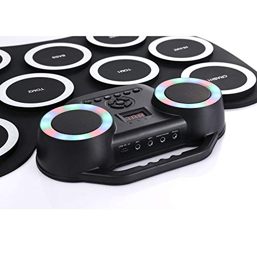 Elektronische Drum Electronic Drum Set 9-Piece Flashing Light Bluetooth Draagbare opvouwbare beginnerspad voor Kinderen… - Image 5