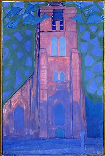 Tableau clocher de l'eglise de Domburg Piet Mondrian impression d'art mural vintage haut de gamme