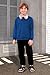Child Boys Fall Geometric Texture Fashion Sweatshirts Ribbed Crew Neck Pullover Blue 9-10 Years