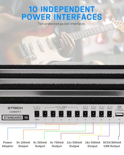 Image of STRICH Guitar Pedal Board with Built-in Power Supply, 15 x 11 inch 2.17LB Silver-White Lightweight Aluminum Alloy, PedalBoard with Pedal Cables, Bag, Hook Loop Strips PB-S15