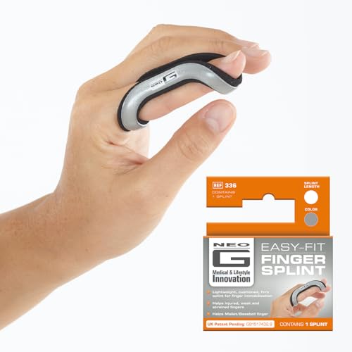 Neo-G Finger Splint Easy-Fit - Support for Trigger Finger Mallet Finger Baseball Finger Strain Sprains Broken Fingers Basketball - Patented Design - Class 1 Medical Device - Small - Gray