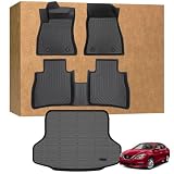 Floor Mats Compatible with 2014-2019 Nissan Sentra S | SV | SR | All Weather Cargo Liner with 1st&2nd Row and Trunk Mat, Custom Fit TPE Floor Mats for Nissan Sentra Black