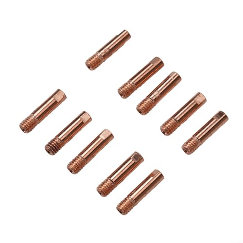 10Pcs Mig Welding Nozzle Welder Torch Nozzles Consumables Gold Tip Holder MB15 15AK Contact Tip Welding Nozzles M6 Welding Torch Power Nozzle(0.8mm)