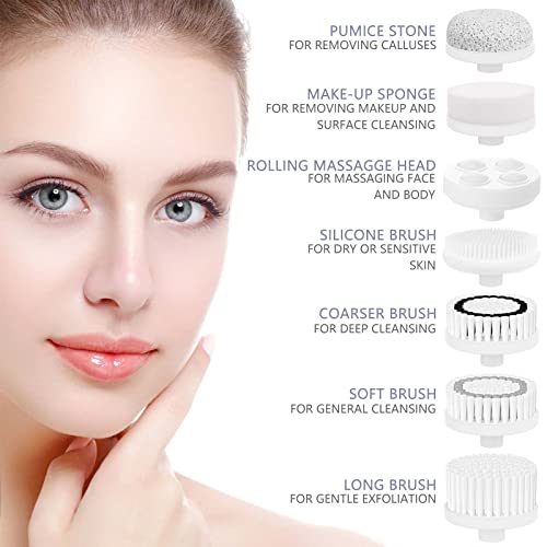 Facial Cleansing Brush Face Scrubber: USB Rechargeable IPX7 Waterproof Electric Spin Cleanser Brush with 7 Brush Heads, Face Brushes for Cleansing and Exfoliating, Massaging - Thumbnail 2