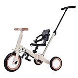 BTM 子供用三輪車 5in1 三輪車 押し棒付き ランニング バイク 自転車 おもちゃ 乗用玩具 組み立て おしゃれ 1歳-5歳 幼児用 プレゼント お祝い ギフト (ベージュ)