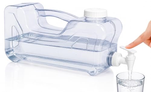 Dispensador de Agua para Nevera con Grifo y Asa, Garrafa de Plástico Transparente Reutilizable para Bebidas Frías, Dispensador Portátil Resistente y Libre de BPA, Capacidad de 3.8 litros
