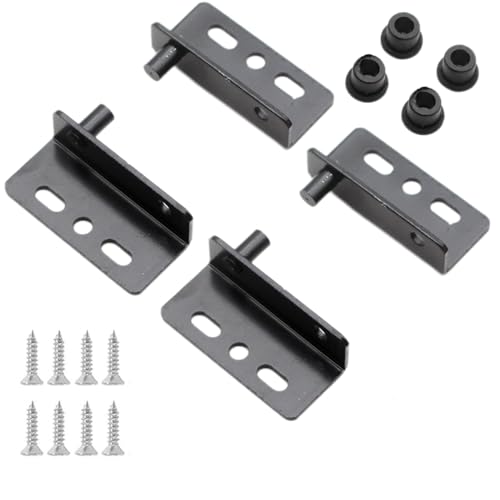 4Pcs Pivot Hinges with Bushing, Heavy Duty Concealed Shaft Door Hinges, for Wood Doors, Cabinets, Drawers, Furniture, Showcase, Wardrobe, etc, Black