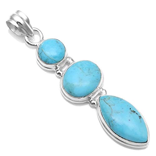 Pendentif turquoise naturelle argent 925 anti-allergie pour peau sensible