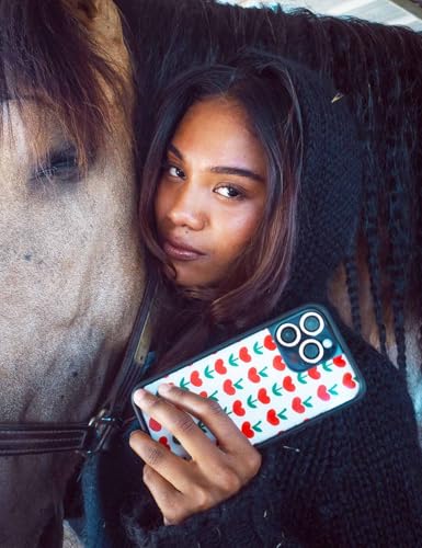 Image of Wildflower Cases - Compatible with iPhone 16 | Protective Black Bumper, 6.5ft Drop Test Certified, Women Owned Small Business | Red Hearts Green Dainty Aesthetic Cute Trendy | Love Blooms
