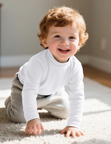 image for ZUEMET Toddler Boy Turtleneck T-Shirt Baby Boys Thermal Long Sleeve Sh