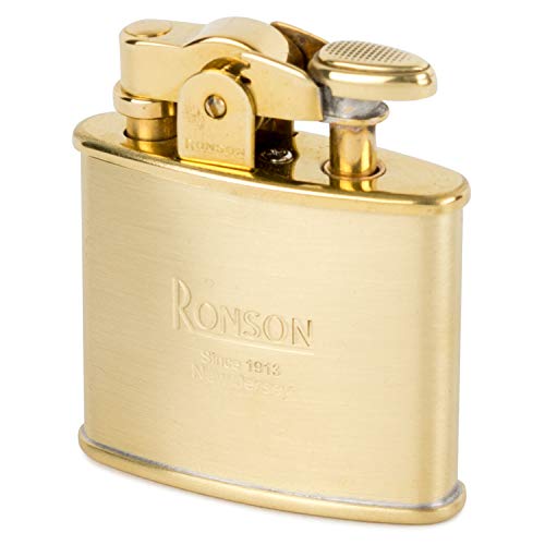 Ronson Standard R02-0027 Brass Satin Stylish Design Made in Japan Oil Lighter