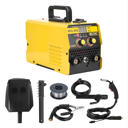 Awjaisca �|�[�^�u���n�ڃL�b�g 3-in-1 �K�X���X MIG �@�\& �e��140A 110V/220V �n�ڋ@ LED�f�B�X�v���C&�Z�[�t�e�B�}�X�N�t�� 3-in-1�n�ڋ@ �ƒ�p �������� DIY �C�G���[