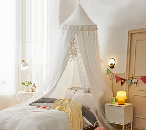 VETHIN Bed Canopy for with Lights,Double Layer Princess Round Dome
