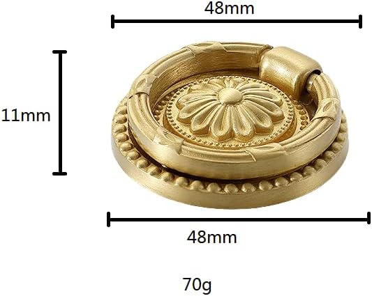 引き出し取っ手 2個 エンボス加工純銅ワードローブハンドルパターン引き出しシングルホールベッドサイドテーブルキャビネットドアハンドル