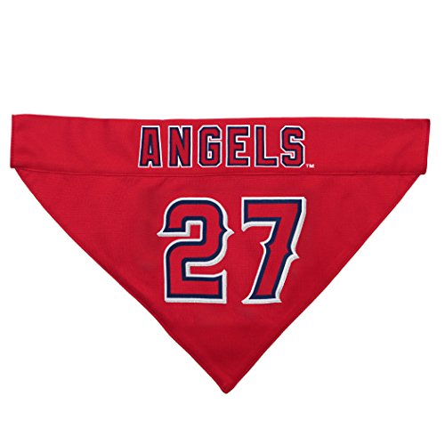 Image of MLBPA Reversible Dog Bandana - Mike Trout #27 Pet Bandana - MLB Los Angeles Angels Home & Away Bandanna, Small /Medium