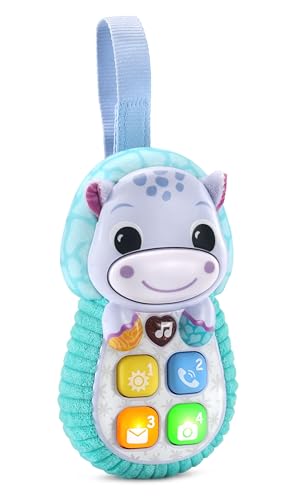 VTech Baby Hello Hippo Phone, Baby Toy Phone with Squishy Buttons, Numbers, Colours & First Words, Textures for Sensory Play, Gift for babies 3, 6, 9, 12, 18 months +, English version